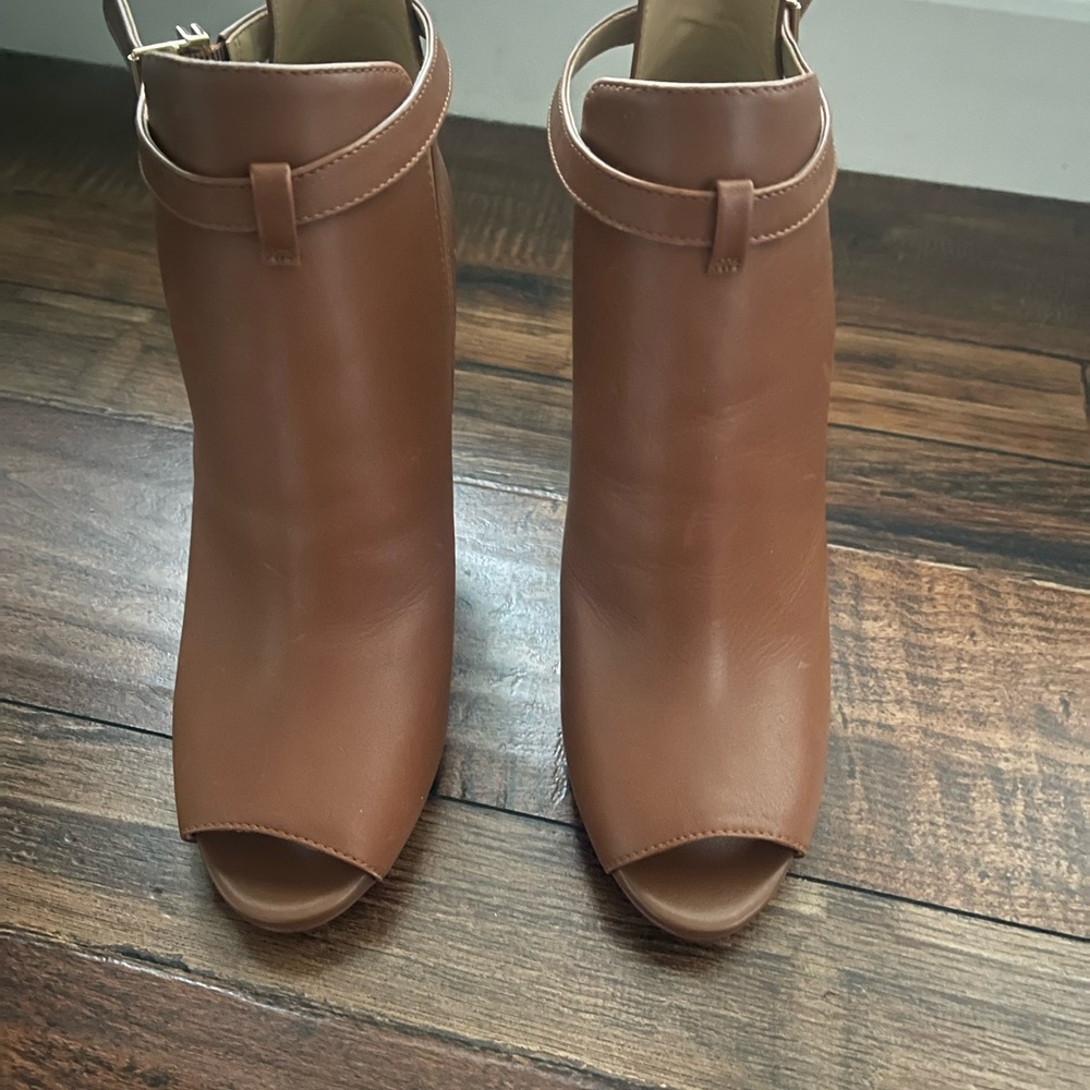 Michael Kors Tan Ankle Booties with Chunky Heel